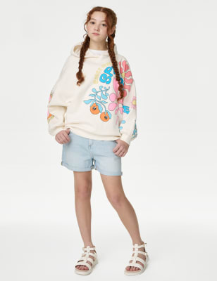 

Girls M&S Collection Cotton Rich Print Hoodie (6-16 Yrs) - Ecru Mix, Ecru Mix