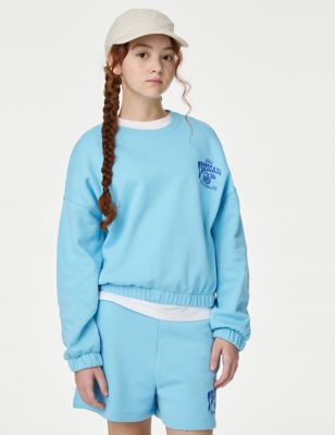 

Girls M&S Collection Cotton Rich Sweatshirt (6-16 Yrs) - Blue, Blue