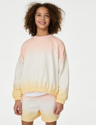 M&S Girls Cotton Rich Sweatshirt (6-16 Yrs) - 11-12 - Multi, Multi,Blue,Coral