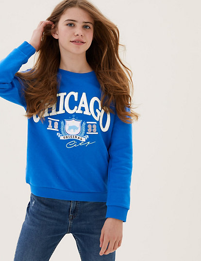 Chicago Slogan Sequin Sweatshirt (6-16 Yrs)