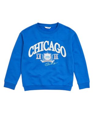 M&S Girls Chicago Slogan Sequin Sweatshirt (6-16 Yrs)