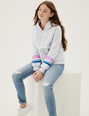 

Girls M&S Collection Easy Dressing Cotton Rich Hoodie (2-16 Yrs) - Grey Marl, Grey Marl
