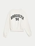 Sweatshirt mit hohem Bauwollanteil und Schriftzug „Brooklyn“ (6–16 J.)