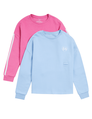 

M&S Collection Adaptive - 2er-Pack Sweatshirts mit hohem Baumwollanteil (2-16 J.) - Multi, Multi