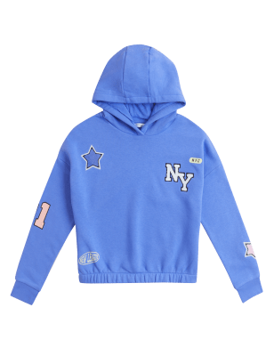 

Girls M&S Collection Cotton Rich Badge Hoodie (6-16 Yrs) - Purple, Purple