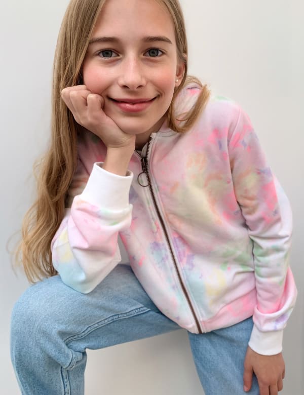 Cotton Tie Dye Zip Through Hoodie (6-16 Yrs)