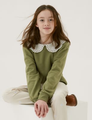 

Girls M&S Collection Cotton Rich Collared Sweatshirt (6-16 Yrs) - Khaki, Khaki