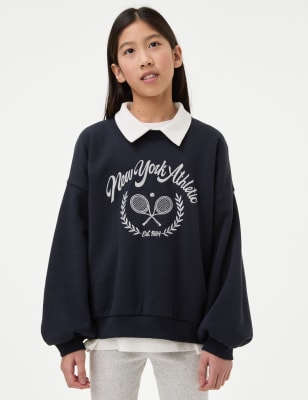 

Girls M&S Collection Cotton Rich Embroidered Sweatshirt (6-16 Yrs) - Navy, Navy