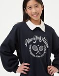 高含棉刺绣运动衫（6-16 岁）