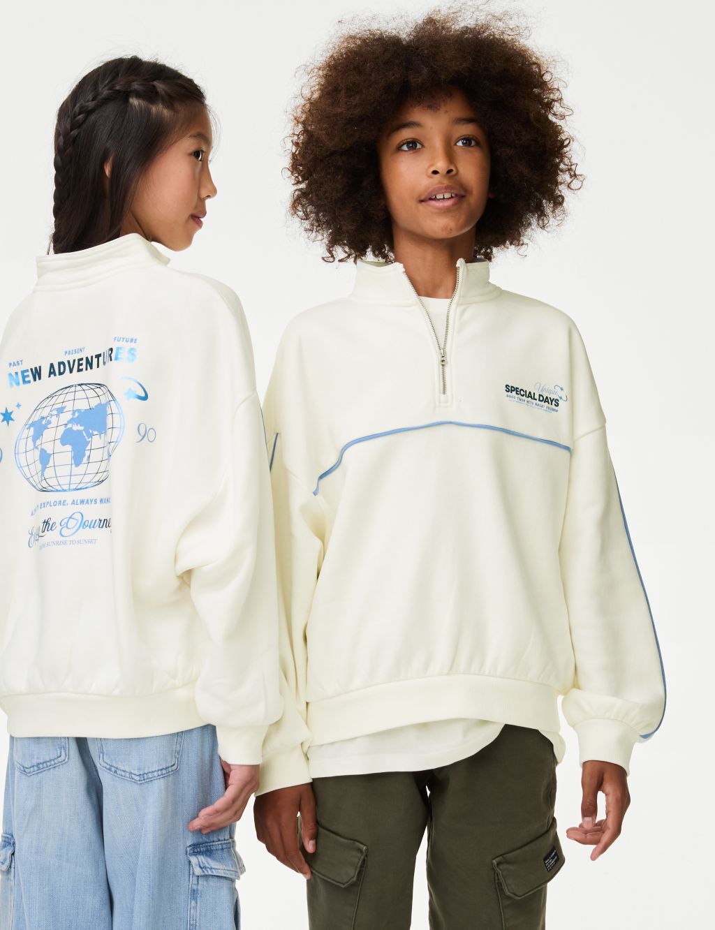 Cotton Rich Half Zip Graphic Sweatshirt (6-16 Yrs)