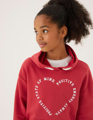 

M&S Collection Baumwoll-Hoodie mit Schriftzug „Heart“ (6-16 J.) - Red, Red