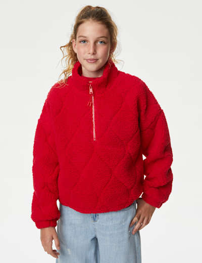 Borg Half Zip Fleece Top (6-16 Yrs)