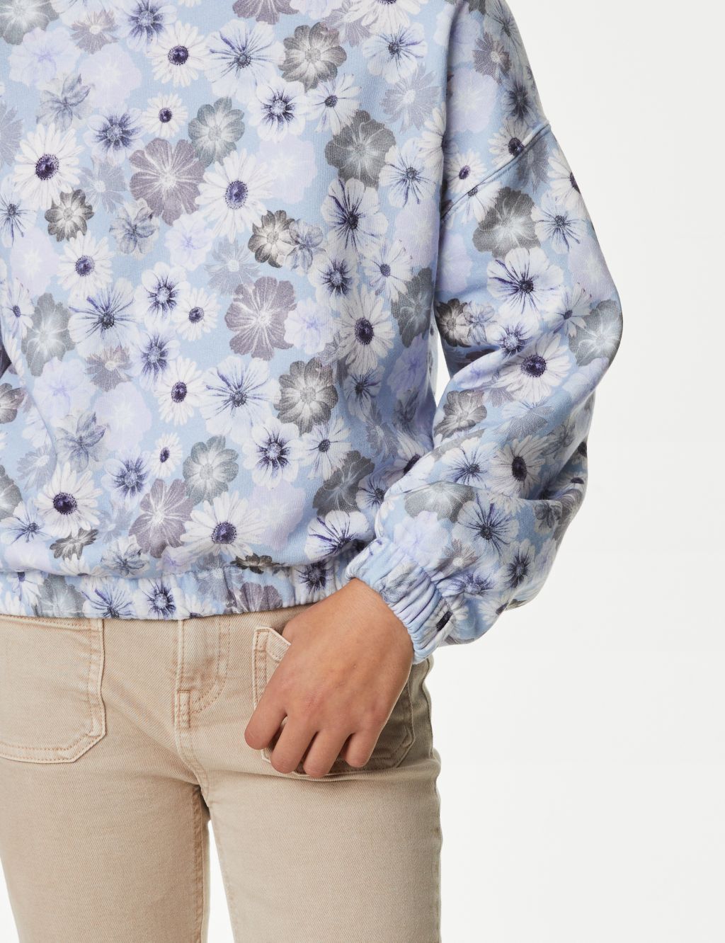 Cotton Rich Floral Sweatshirt (6-16 Yrs) image 3