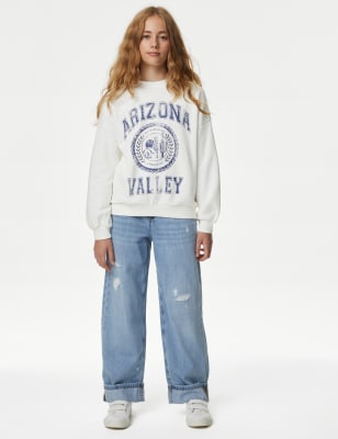 

Girls M&S Collection Cotton Rich Arizona Valley Slogan Sweatshirt (6-16 Yrs) - Ivory, Ivory