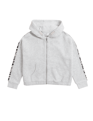 

Girls M&S Collection Cotton Rich Zebra Zip Hoodie (6-16 Yrs) - Grey Marl, Grey Marl