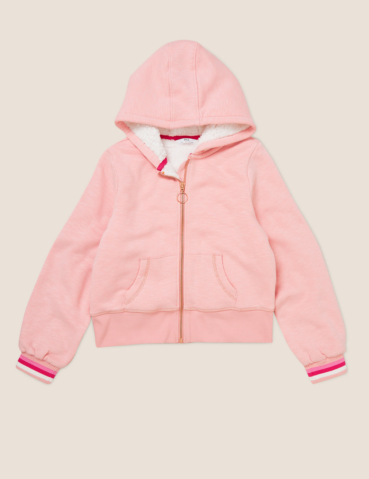 Cotton Borg Lined Zip Hoodie (6-16 Yrs)