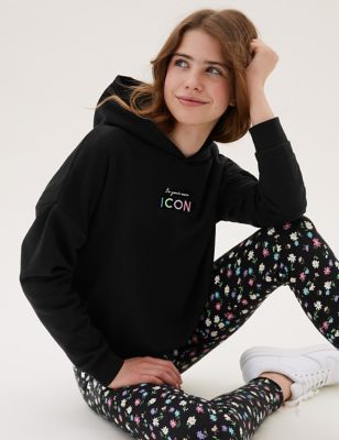 

Girls M&S Collection Cotton Rich Icon Slogan Hoodie (6-16 Yrs) - Black, Black