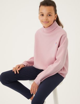

Girls M&S Collection Cotton Rich Heart Roll Neck Sweatshirt (6-16 Yrs) - Pink, Pink