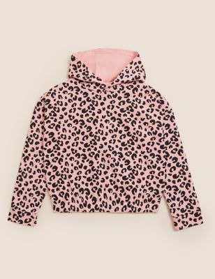 M&S Girls Cotton Rich Leopard Print Hoodie (6-16 Yrs)