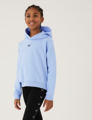 

M&S Collection Sudadera con capucha de algodón con bordado de mariposas (6-16 años) - Blue, Blue
