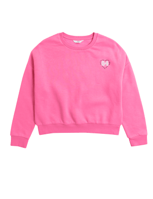 M&S Girls Cotton Rich Varsity Badge Sweatshirt (6-16 Yrs)