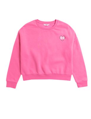 M&S Girls Cotton Rich Varsity Badge Sweatshirt (6-16 Yrs)