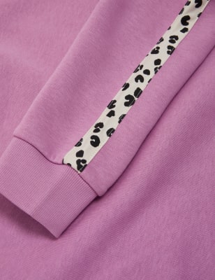 

M&S Collection Sudadera de algodón de leopardo de rayas (6-16 años) - Purple, Purple