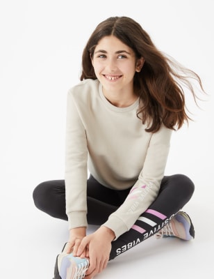 Marks And Spencer Girls M&S Collection Cotton Rich Slogan Sweatshirt (6-16 Yrs) - Calico, Calico