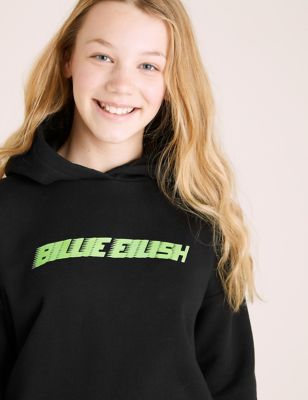 Sweat en coton à capuche avec texte Billie Eilish (du 6 au 16 ans) - Black