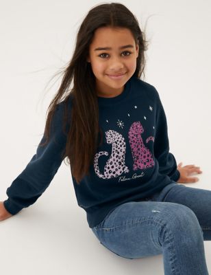 

Girls M&S Collection Embellished Leopard Sweatshirt (6-16 Yrs) - Navy, Navy