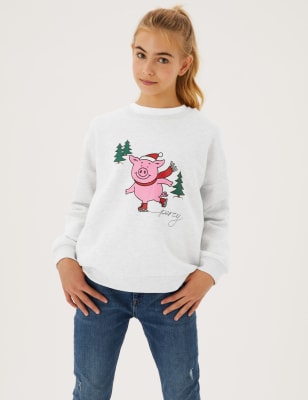 

Girls Percy Pig™ Cotton Rich Sweatshirt (2-16 Yrs) - Grey Marl, Grey Marl