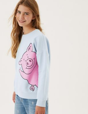 

Girls Percy Pig™ Cotton Rich Sweatshirt (2-16 Yrs) - Blue, Blue