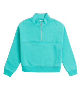 

M&S Collection Sweatshirt mit hohem Baumwollanteil und Reißverschluss (6-16 Jahre) - Aqua, Aqua