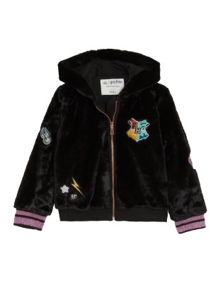 

M&S Collection Kapuzen-Bomberjacke mit Kunstfell und Harry Potter™-Motiv (6-16 J.) - Black, Black
