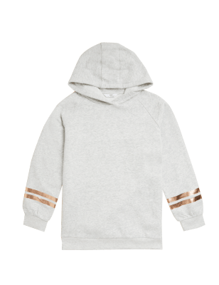 

M&S Collection Gestreifter Hoodie mit hohem Baumwollanteil (6-16 J.) - Grey, Grey