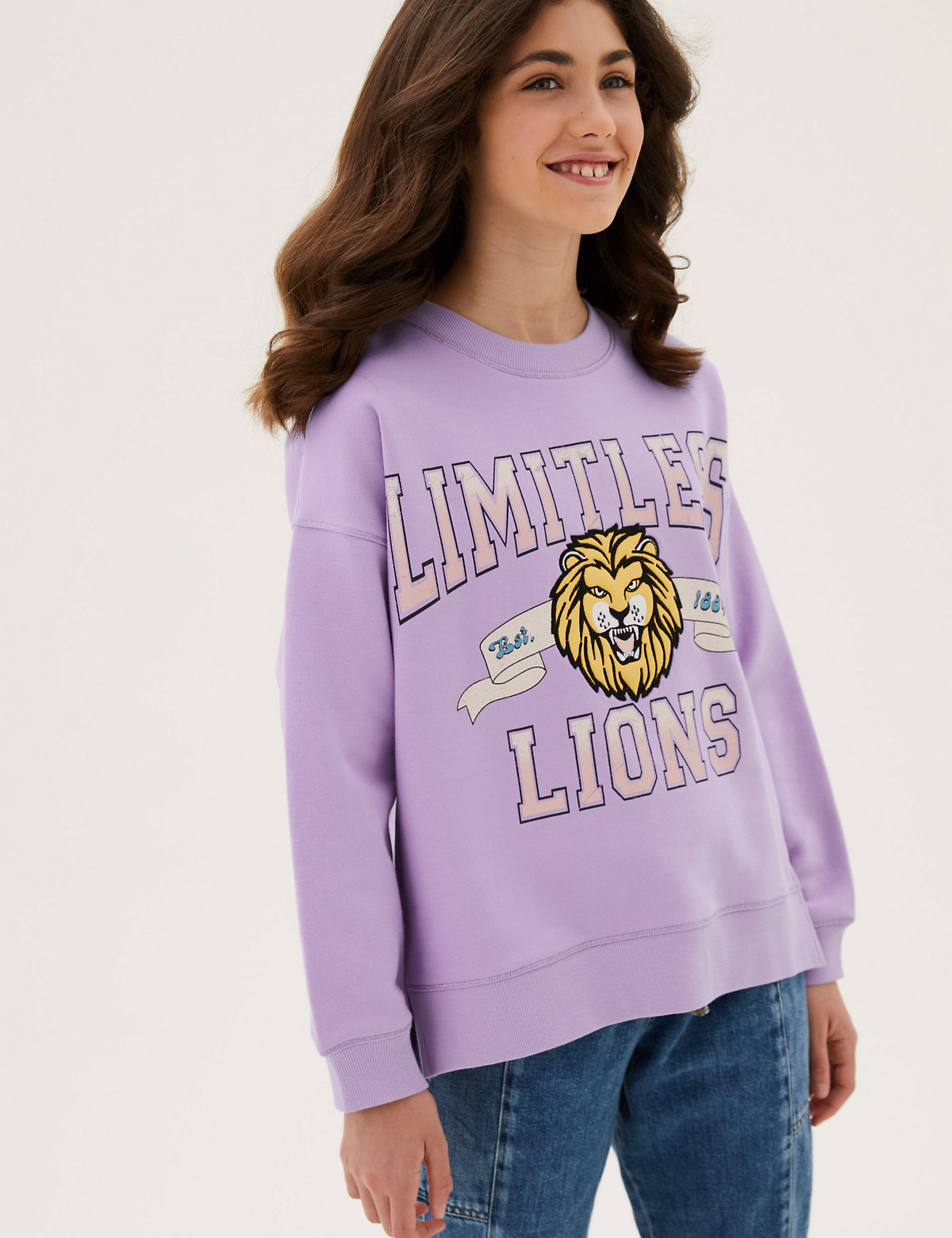 Cotton Limitless Lions Slogan Sweatshirt (6-16 Yrs)