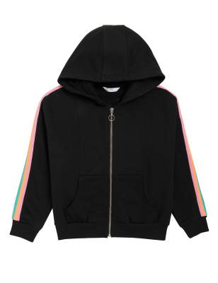 

Girls M&S Collection Cotton Rich Striped Hoodie (6-16 Yrs) - Black, Black