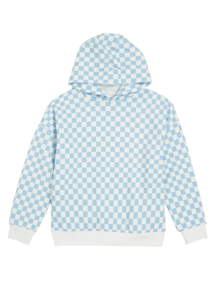 

Girls M&S Collection Cotton Rich Checked Hoodie (6-16 Yrs) - White Mix, White Mix