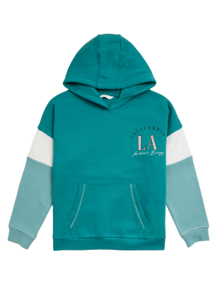 

Girls M&S Collection Cotton Rich Colourblock Hoodie (6 - 16 Yrs) - Green, Green