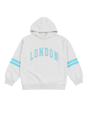 

M&S Collection Hoodie mit hohem Baumwollanteil und London-Motiv - Grey Marl, Grey Marl