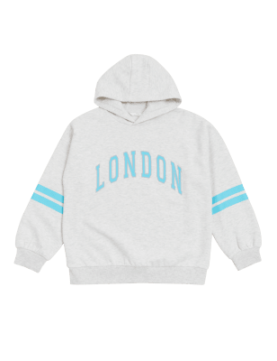 

Girls M&S Collection Cotton Rich London Hoodie - Grey Marl, Grey Marl