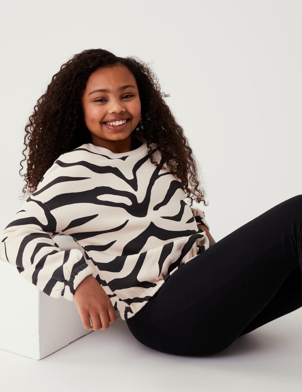 Cotton Rich Zebra Print Sweatshirt (6-16 Yrs) image 1
