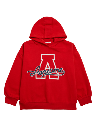 

Girls M&S Collection Cotton Rich Awesome Slogan Hoodie (6-16 Yrs) - Red, Red
