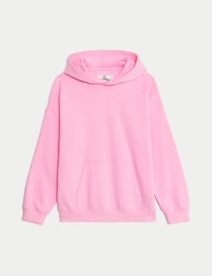 Girls,Unisex,Boys M&S Collection Cotton Rich Oversized Hoodie (6-16 Yrs) - Pink, Pink