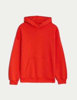 Girls,Unisex,Boys M&S Collection Cotton Rich Oversized Hoodie (6-16 Yrs) - Red, Red