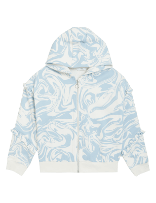 

Girls M&S Collection Cotton Rich Marble Print Zip Hoodie (6 - 16 Yrs) - Blue Mix, Blue Mix