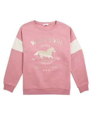 

Girls M&S Collection Cotton Rich Glitter Horse Sweatshirt (6-16 Yrs) - Pink, Pink
