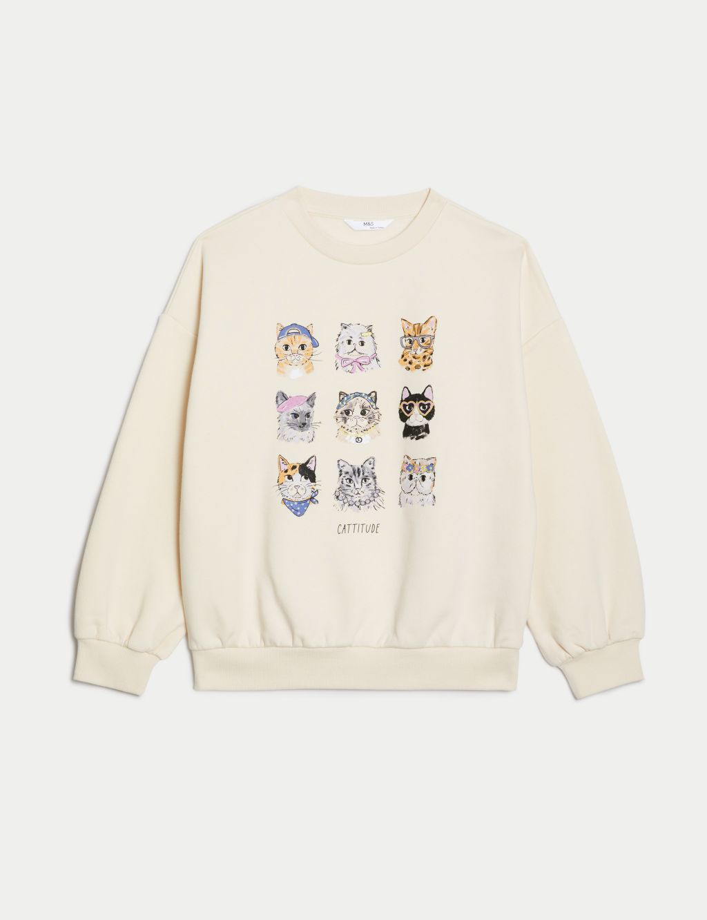 Cotton Rich Cat Sweatshirt (6-16 Yrs) image 2