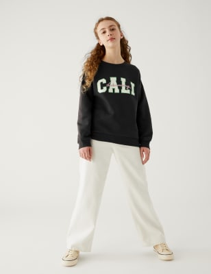 

Girls M&S Collection Cotton Rich Cali Dreaming Slogan Sweatshirt (6-16 Yrs) - Charcoal, Charcoal