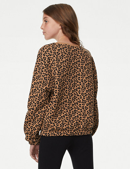 Cotton Rich Leopard Print Sweatshirt (6-16 Yrs)